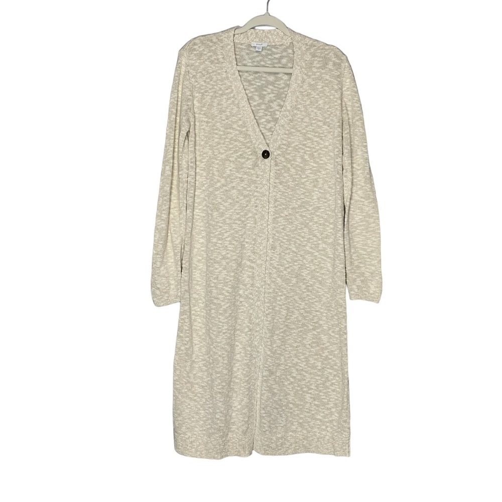 J. Jill PureJill creme and white cotton blend longline cardigan duster. Size XS